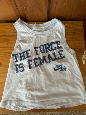 Nike Light Blue Tank Top with Navy Graphic - Kids